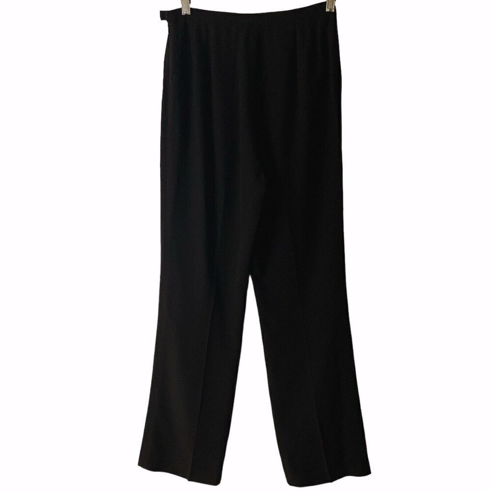 Lafayette 148 Womens Size 4 Petite Black Trouser Pants Side Zip High Rise